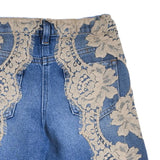 Dolce & Gabbana Blue Denim Lace Trim Jeans