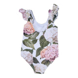 Dolce & Gabbana White & Pink Hydrangea Print Swimsuit