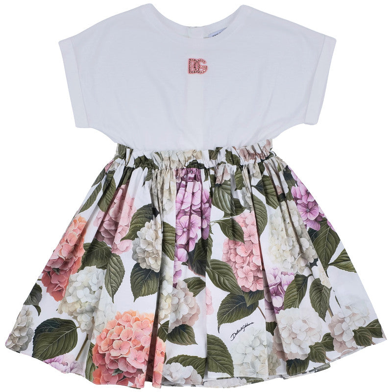 Dolce & Gabbana White Hydrangea Print Dress