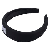 Moschino Black Cotton Padded Logo Hairband