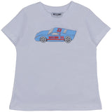 Moschino White Cotton Race Car Print T-Shirt
