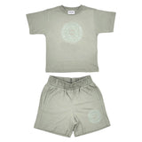 Moschino Green Circular Logo Graphic Short Set