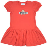 Moschino Red Cotton Jersey Teddy Bear Logo Dress