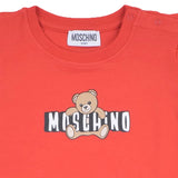 Moschino Red Cotton Jersey Teddy Bear Logo Dress