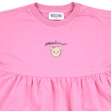 Moschino Pink Cotton Dress With Teddy Bear Pockets