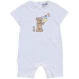 Moschino White Teddy-Print Romper Set