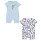 Moschino Blue Teddy-Print Romper Set