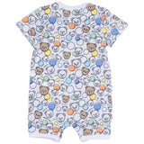 Moschino Blue Teddy-Print Romper Set