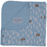 Moschino Blue Teddy Bear & Cloud Print Blanket
