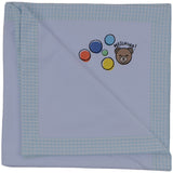 Moschino White & Blue Graphic Print Blanket