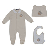 Moschino Beige Teddy Bear Logo Babygrow Set (Set Of Three)