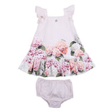 Dolce & Gabbana Hydrangea Print Striped Cotton Canvas Dress