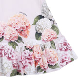 Dolce & Gabbana Hydrangea Print Striped Cotton Canvas Dress