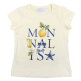Monnalisa Yellow T-Shirt With Summery Blue Logo