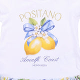 Monnalisa White & Yellow Lemon Print Dress