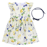 Monnalisa Lime Holiday Print Belted Dress