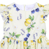 Monnalisa Lime Holiday Print Belted Dress