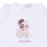 Monnalisa White & Pink Daisy Print Leggings Set