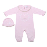 Monnalisa Pink Floral Playsuit  & Hat Set