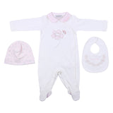 Monnalisa White Flower & Butterfly Print Babygrow Set