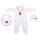 Monnalisa White Strawberry Babygrow Set