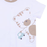 iDo White & Beige Shorts Set With Tiger Motif