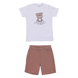iDo Beige & Brown Teddy Bear T-Shirt & Shorts Set