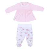 iDo Pink Smocked Top & Floral Footie Set