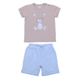 iDo Brown Teddy Bear Tee & Light Blue Shorts Set