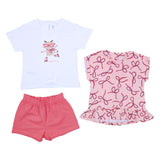 Mayoral Pink & White Printed Cotton Shorts Set