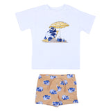 Mayoral White and Mustard Graphic-Print Shorts Set