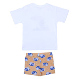 Mayoral White and Mustard Graphic-Print Shorts Set