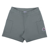 Moncler Green Cotton Shorts With Logo Patch