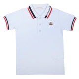 Moncler Blue Contrast Rib Polo White