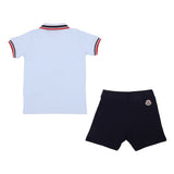 Moncler Blue Contrast Rib Polo White