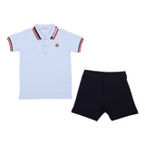 Moncler Blue Contrast Rib Polo White