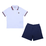 Moncler White Cotton Polo Shirt