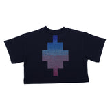 County Black Rhinestone Cross Cropped T-Shirt