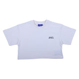County White Rhinestone Cross Cropped T-Shirt