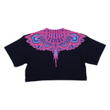 County Black Cropped T-Shirt With Psychedelic Wing Print