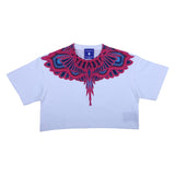County White Cropped T-Shirt With Psychedelic Wing Print