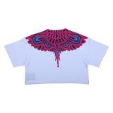 County White Cropped T-Shirt With Psychedelic Wing Print
