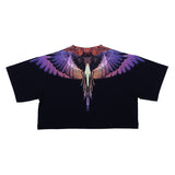 County  Black Cropped Purple Wings T-Shirt