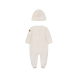 Moncler Off White Embroidered Babygrow and Beanie Set