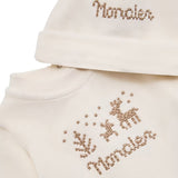 Moncler Off White Embroidered Babygrow and Beanie Set