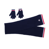 Moncler Navy Blue Ribbed Knit Scarf and Gloves Set