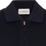 Moncler Navy Long-Sleeve Cotton Polo Shirt