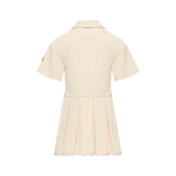 Moncler Off White Pleated Cotton Polo Dress