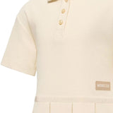 Moncler Off White Pleated Cotton Polo Dress