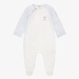 Versace White & Blue Medusa Embroidered Cotton Jersey Bodysuit